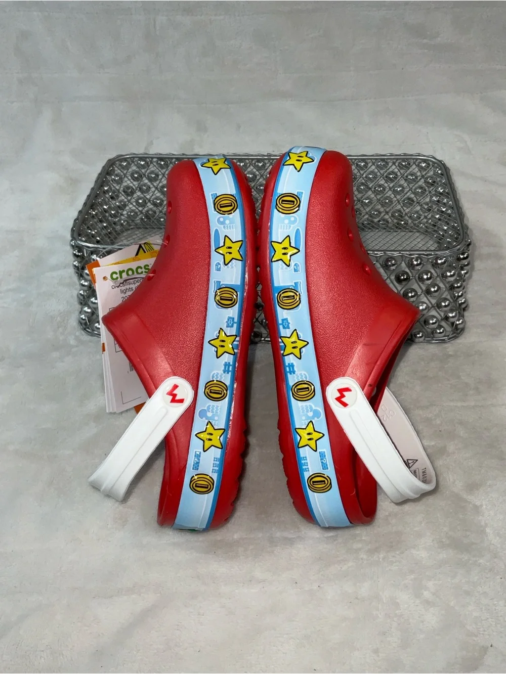 CROCS Kids Red Mario Clog Sandals with White Strap size 12C style 207059-8C1